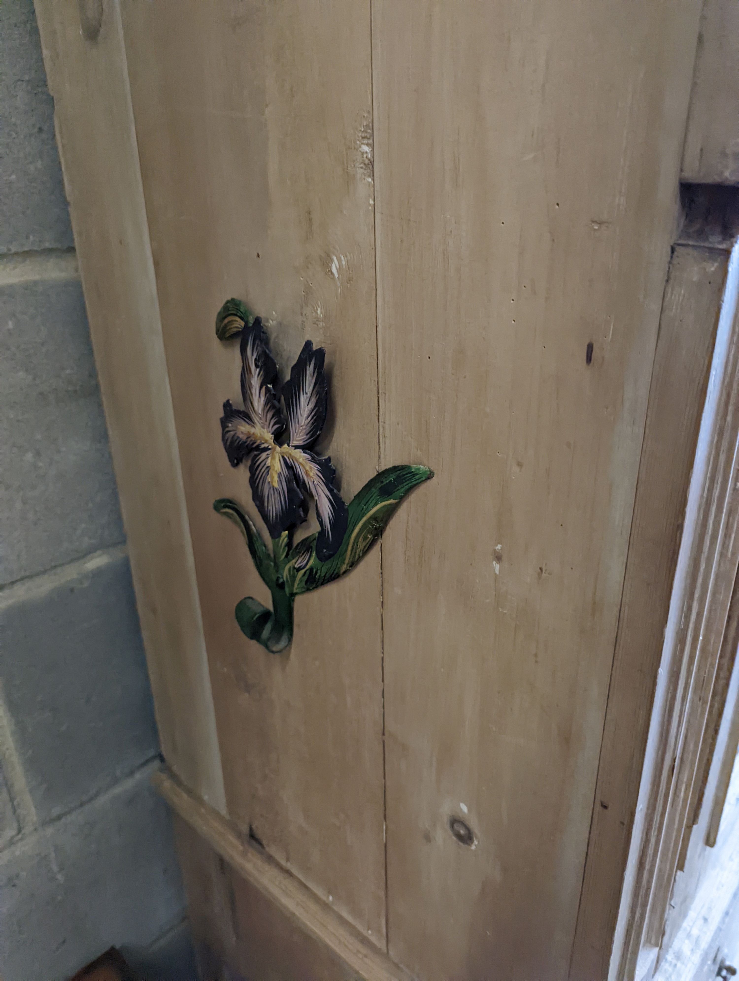 An Edwardian pine kitchen cupboard with five drawer base, width 94cm, height 193cm